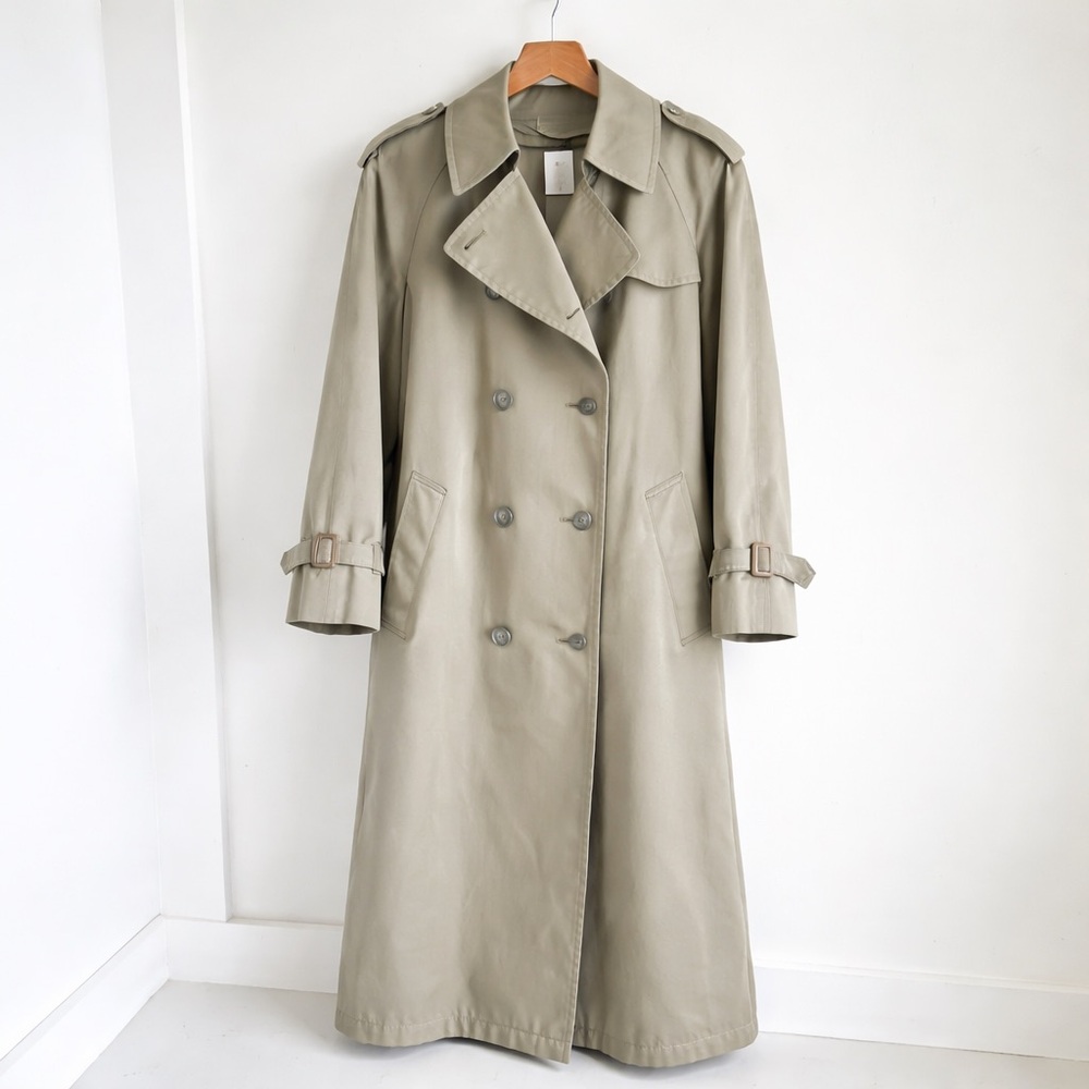 Vintage London Fog Trench Coat Khaki Classic Double Breasted - Picture 8 of 8